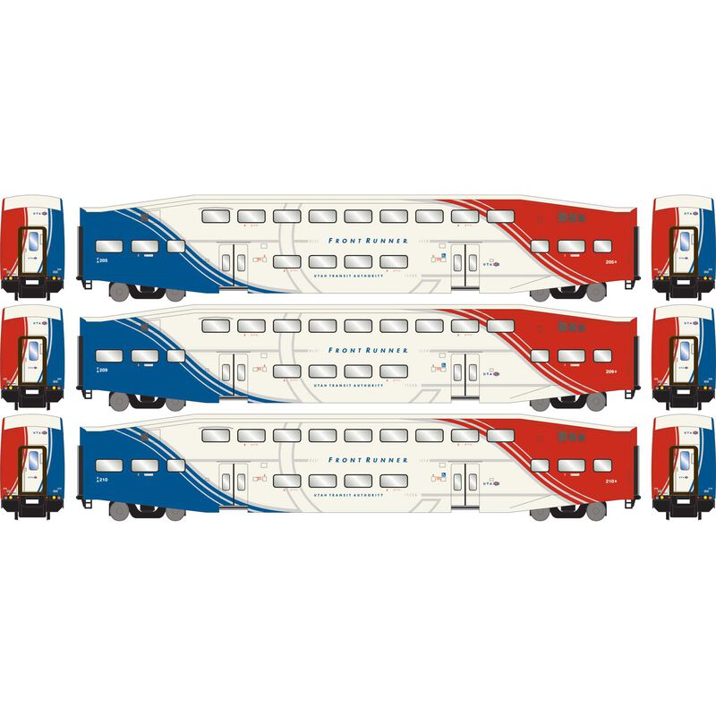 Athearn RTR 29709 HO Scale Bombardier Coach Utah FrontRunner UTAX 3 Pack