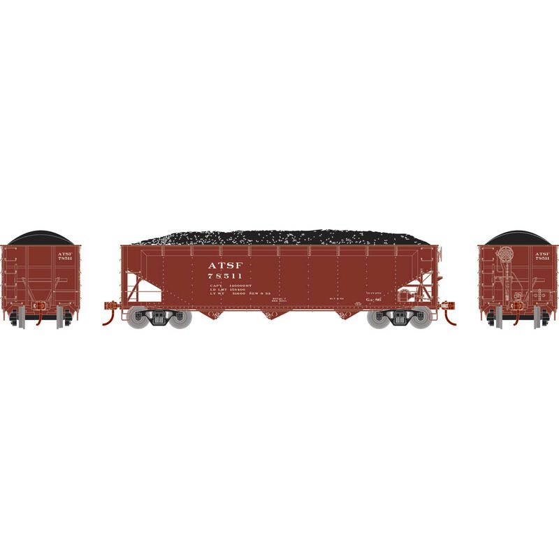 Athearn RTR 33077 HO Scale 40' Offset Coal Hopper W/Load Santa Fe ATSF 75811