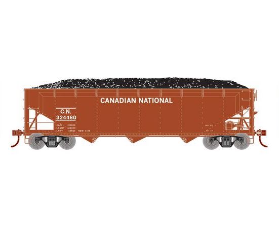 Athearn RTR 33083 HO Scale 40' Offset Coal Hopper W/Load Canadian National CN 324480