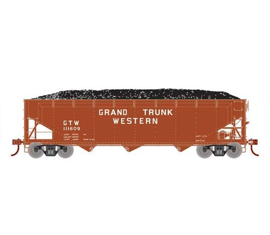 Athearn RTR 33086 HO Scale 40' Offset Coal Hopper W/Load Grand Trunk Western GTW 111609