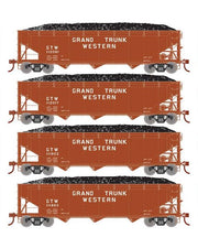 Athearn RTR 33088 HO Scale 40' Offset Coal Hopper W/Load Grand Trunk Western GTW 4-Pack #2