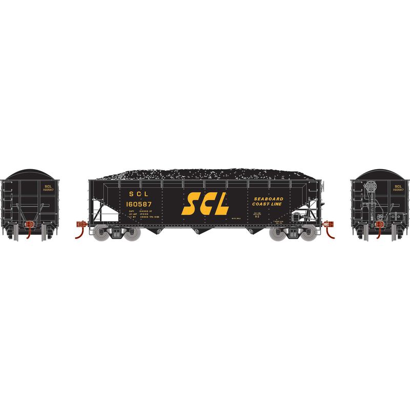 Athearn RTR 33089 HO Scale 40' Offset Coal Hopper W/Load Seaboard Coast Line SCL 160587