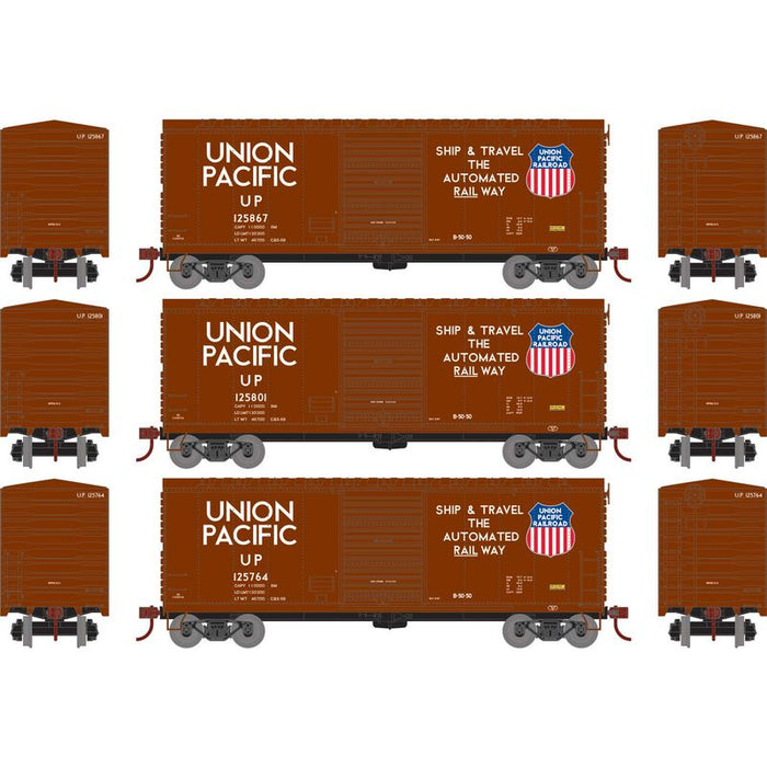 Athearn RTR 67962 HO Scale 40' Modernized Boxcar Union Pacific UP 3 Pack