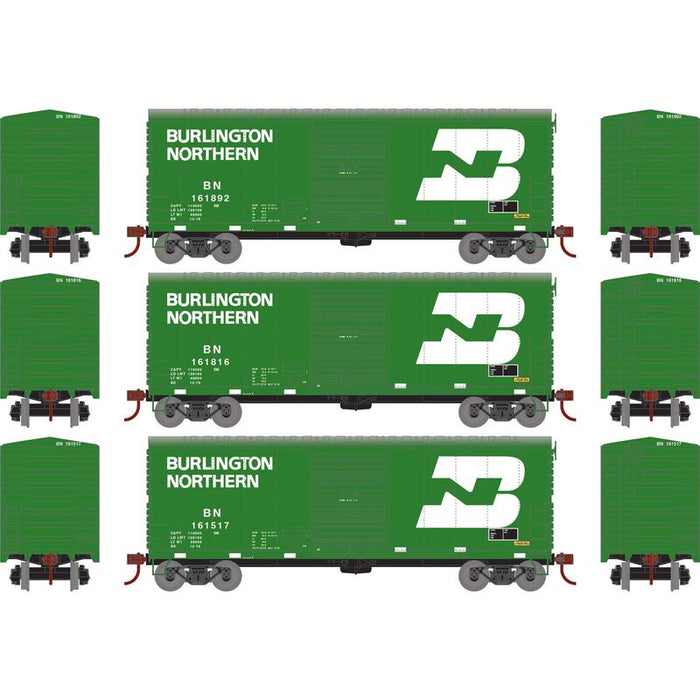 Athearn RTR 67965 HO Scale 40' Modernized Boxcar Burlington Northern BN 3 Pack