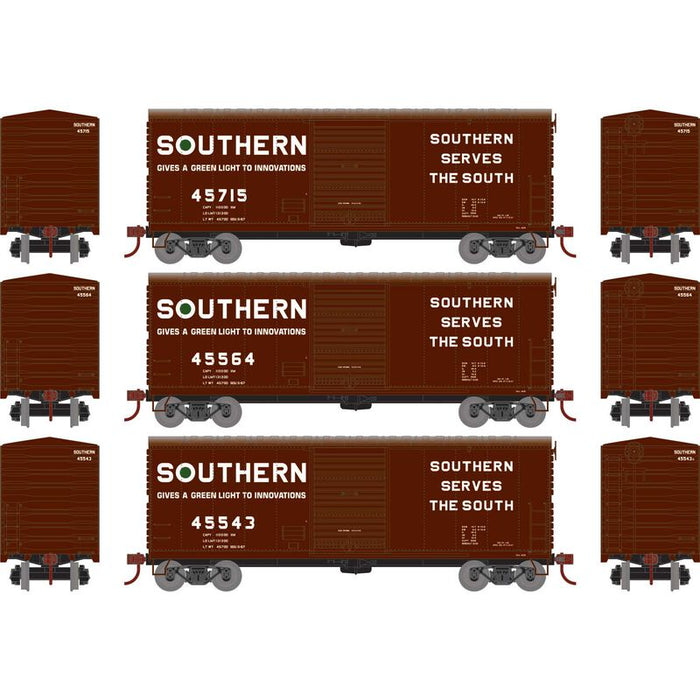 Athearn RTR 67971 HO Scale 40' Modernized Boxcar Southern SOU 3 Pack