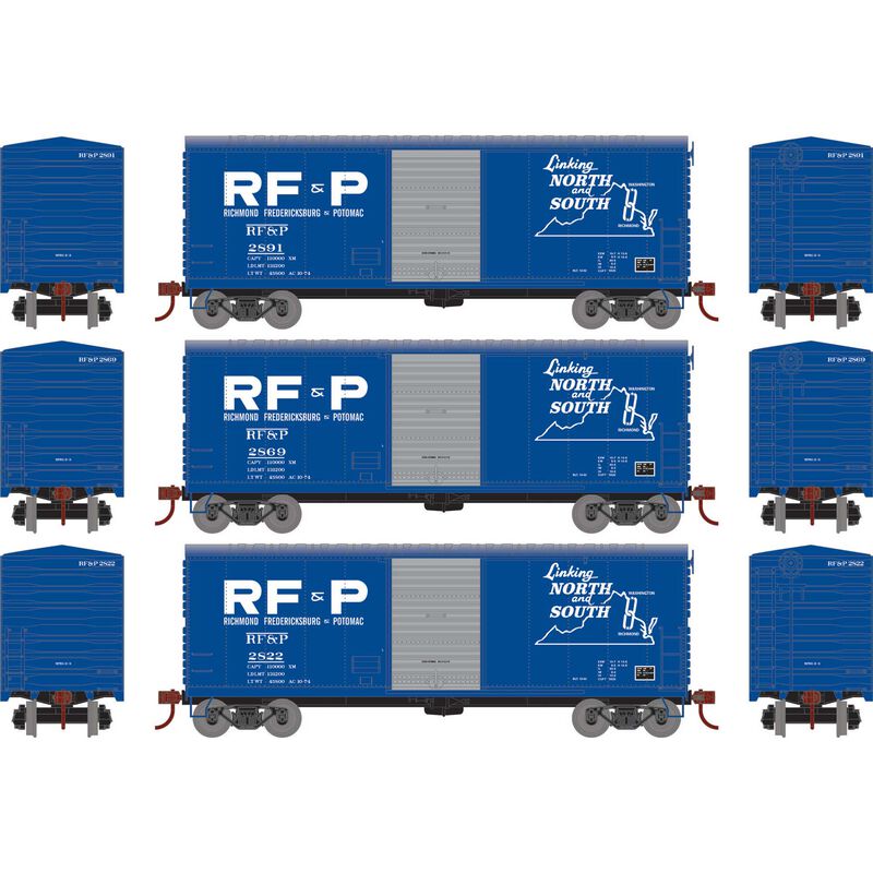 Athearn RTR 67977 HO Scale 40' Modernized Boxcar RF&P 3 Pack