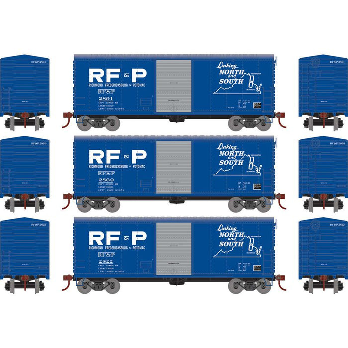 Athearn RTR 67977 HO Scale 40' Modernized Boxcar RF&P 3 Pack