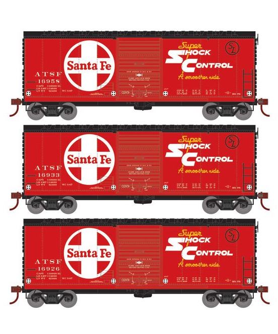 Athearn RTR 69435 HO Scale 40' Modernized Boxcar Santa Fe ATSF 3 Pack