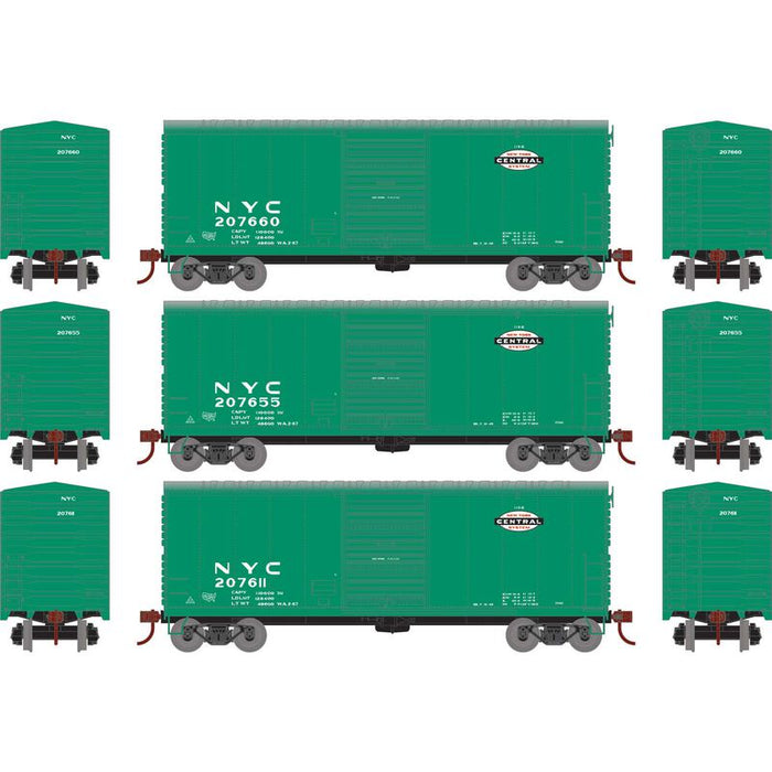 Athearn RTR 69438 HO Scale 40' Modernized Boxcar New York Central NYC 3 Pack