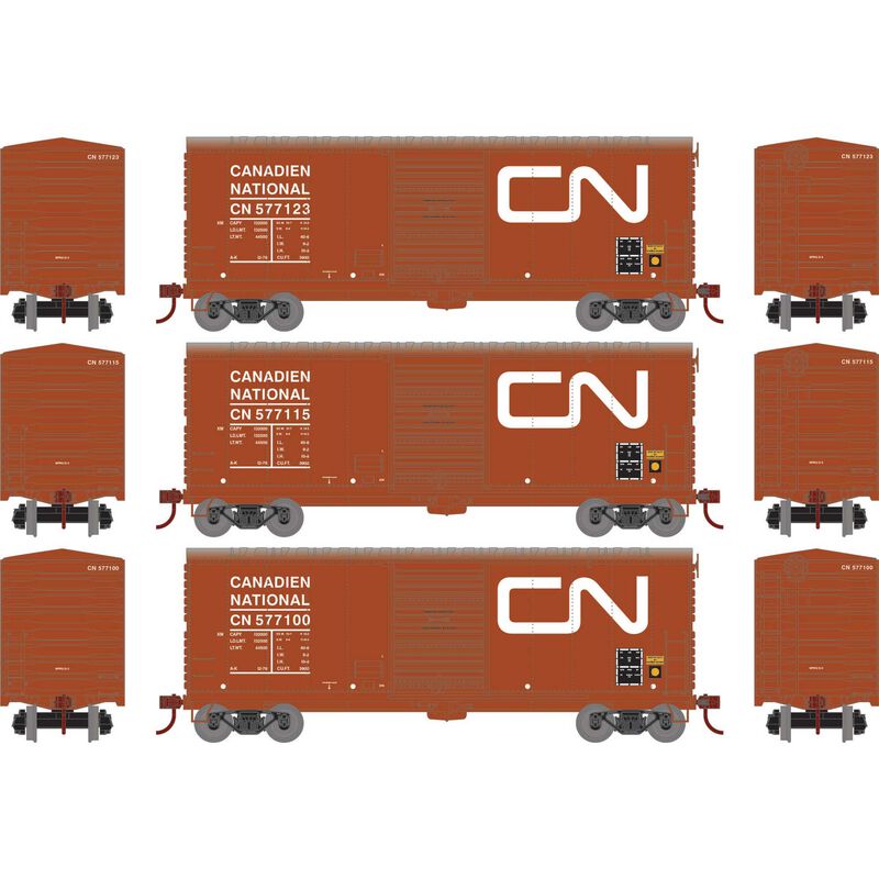 Athearn RTR 69444 HO Scale 40' Modernized Boxcar Canadian National CN 3 Pack