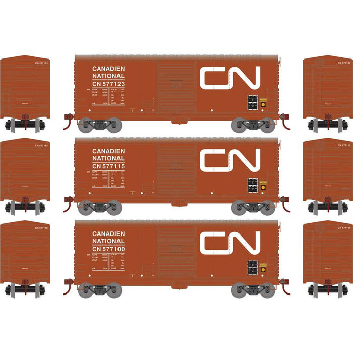 Athearn RTR 69444 HO Scale 40' Modernized Boxcar Canadian National CN 3 Pack