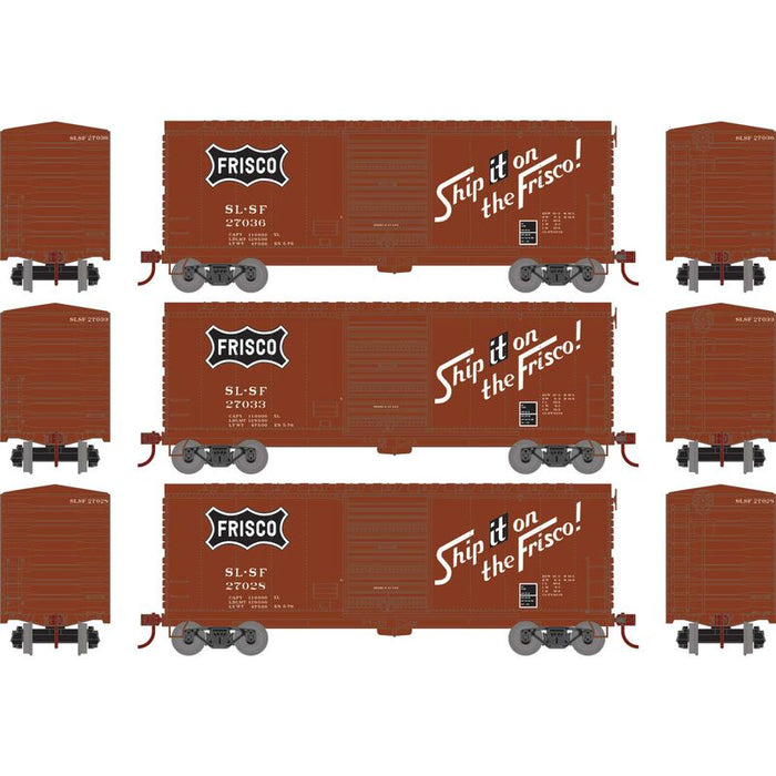 Athearn RTR 69447 HO Scale 40' Modernized Boxcar Frisco SLSF 3 Pack