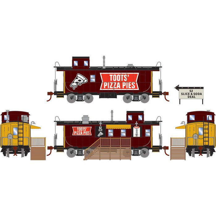 Athearn RTR 74041 HO Scale Concession Cupola Caboose Set Toots’ Pizza Pies