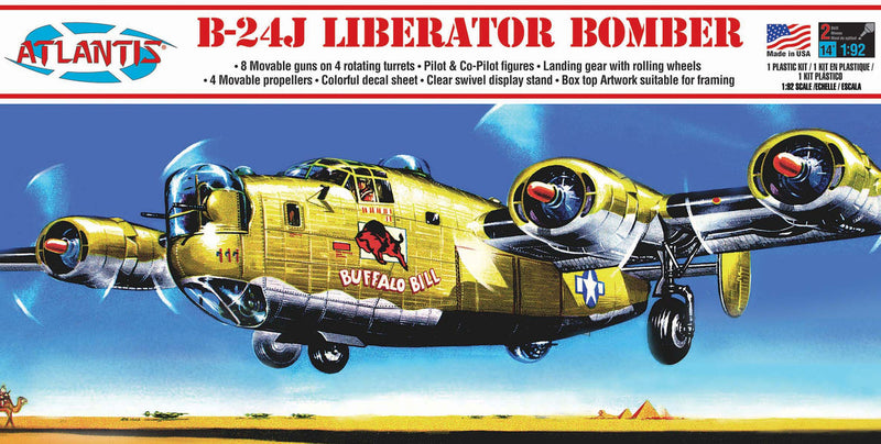 Atlantis Models 218 1/92 B-24J Bomber Buffalo Bill Model Airplane Kit