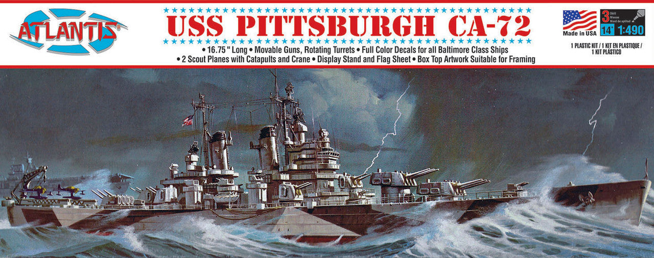 Atlantis Models 457 1/490 USS Pittsburgh CA-72 Heavy Cruiser Skill Level 2 Model Kit