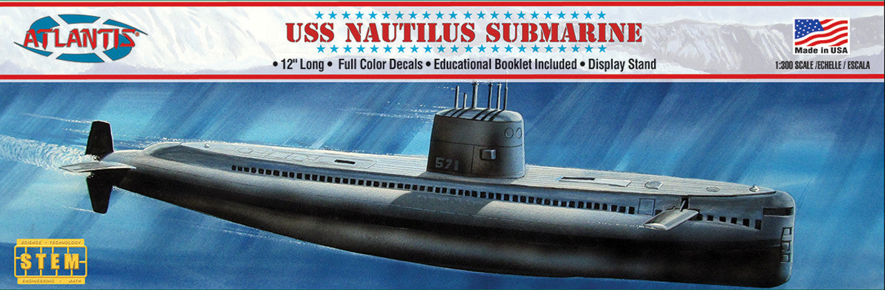 Atlantis Models 750 1/300 SSN 571 USS Nautilus Submarine Model Kit