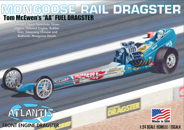 Atlantis Models M5695 1/24 Tom McEwen Mongoose Front Engine Rail Dragster Model Kit