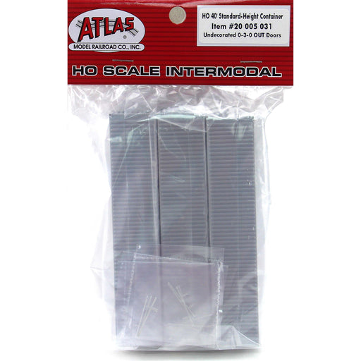 Atlas 20005031 HO Scale 40' Container Undecorated (3 Pack)