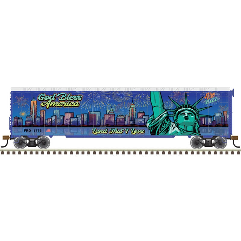 Atlas 20006877 HO Scale 50' Post War Single Door Boxcar Independence Day