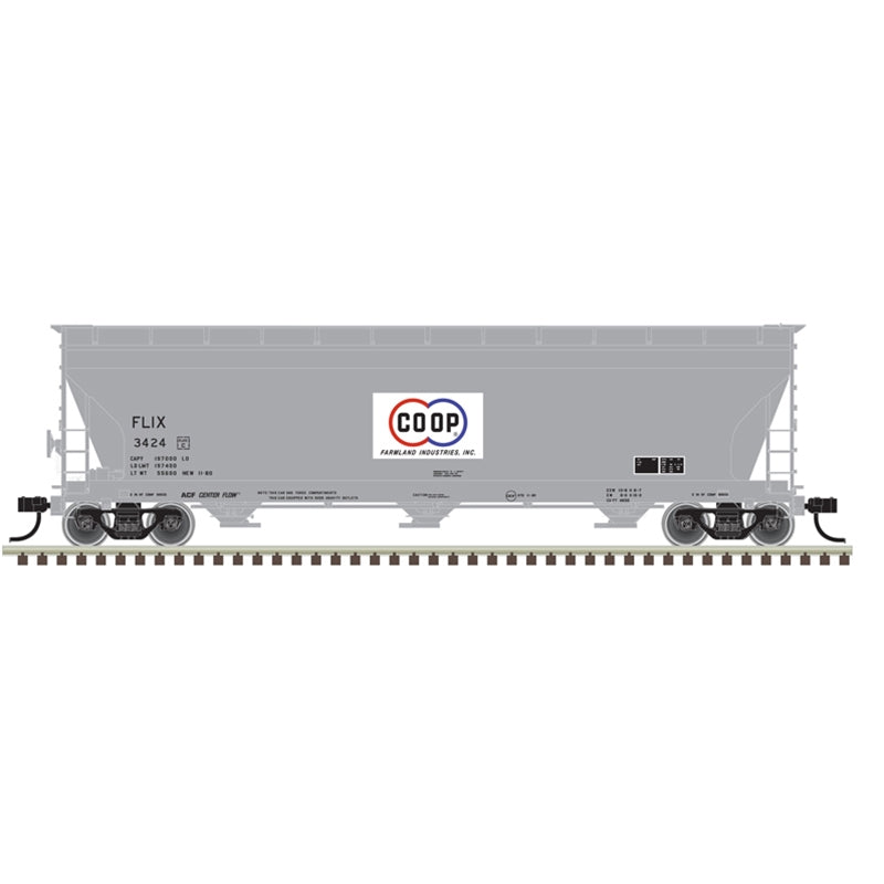 Atlas 20006943 HO Scale ACF 4650 Covered Hopper Farmland CO-OP FLIX 3424