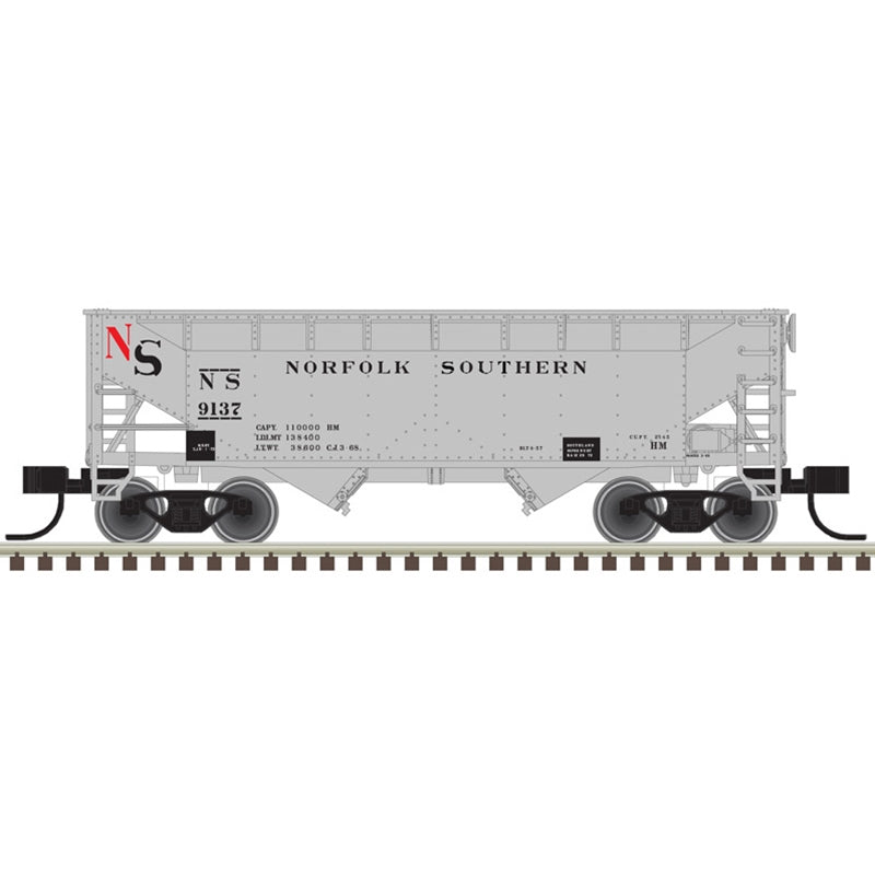 Atlas 50006142 N Scale 2 Bay Offset-Side Open Hopper 3 Pack Original Norfolk Southern (9124, 9133, 9169)