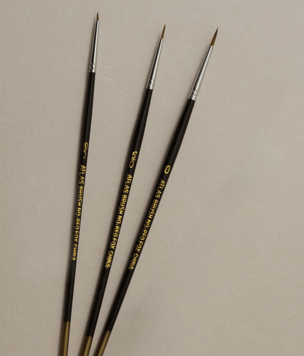 Atlas Brush 10/0,5/0,0 Red Sable Paint Brush 3 Pack