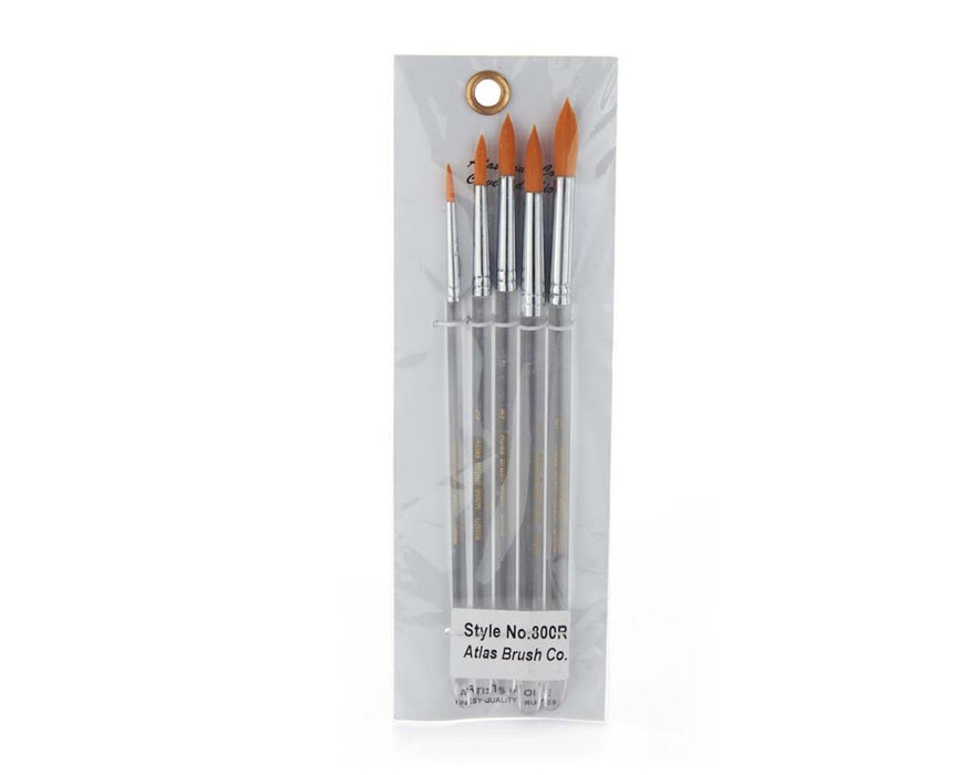Atlas Brush 800R Sable / Taklon Round Paint Brush Set (5 Pack)