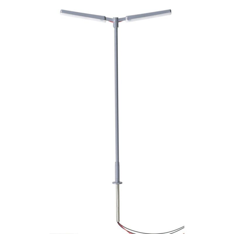 Atlas HO Scale Gray Double Arm Parking Lot Light with LED (3 Pack)