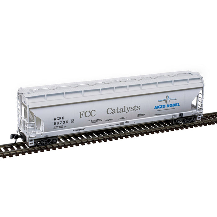 Atlas N Scale ACF 4 Bay Center Flow Pressureaide Covered Hopper Akzo Nobel ACFX