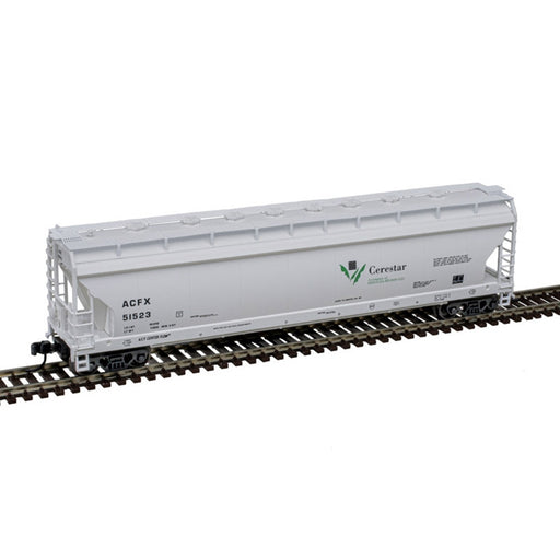 Atlas N Scale ACF 4 Bay Center Flow Pressureaide Covered Hopper Cerestar ACFX