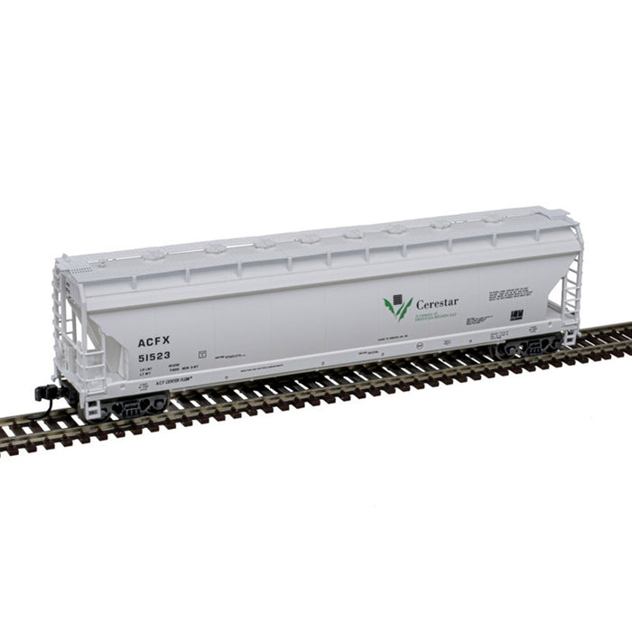 Atlas N Scale ACF 4 Bay Center Flow Pressureaide Covered Hopper Cerestar ACFX