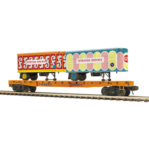 Atlas O Premier 3002598 O Scale Flatcar with 20' Trailers Strates Shows #26