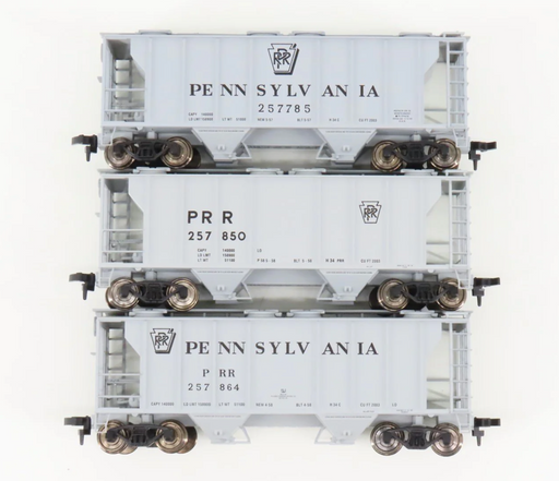 Atlas Trainman 1100 HO Scale PS-2 2 Bay Covered Hopper Pennsylvania PRR 3 Pack - NOS