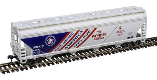 Atlas Trainman 50007120 N Scale ACF 5250 4 Bay Covered Hopper Wonder Bread ACFX 56670 (Bicentennial)