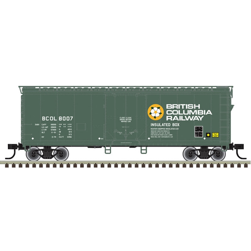 Atlas Trainman HO Scale 40' Plug Door Boxcar British Columbia Railway BCOL