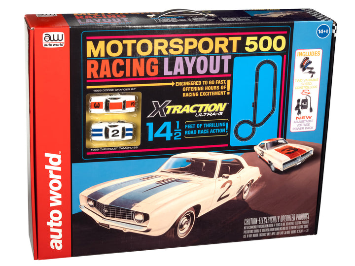 Auto World 34603 HO Scale Motorsport 500 14' Slot Car Set