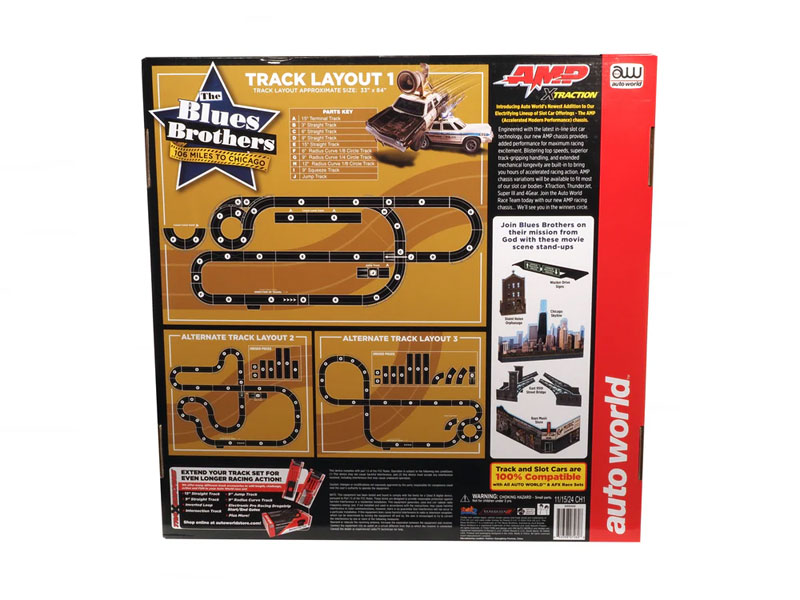 Auto World SRS359 HO Scale Blues Brothers 106 Miles to Chicago 28' Slot Car Set