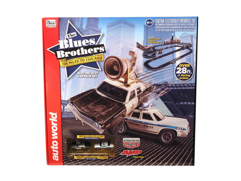 Auto World SRS359 HO Scale Blues Brothers 106 Miles to Chicago 28' Slot Car Set