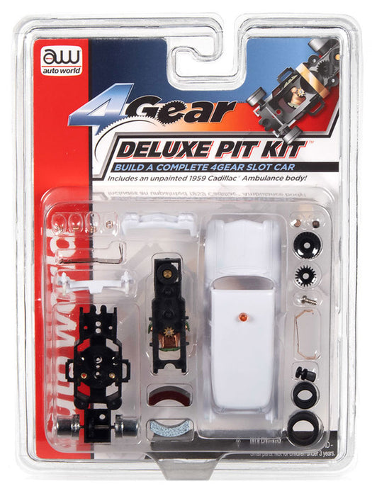 Auto World TRX115 HO Scale 4 Gear Deluxe Pit Kit - 1959 Cadillac Ambulance Body