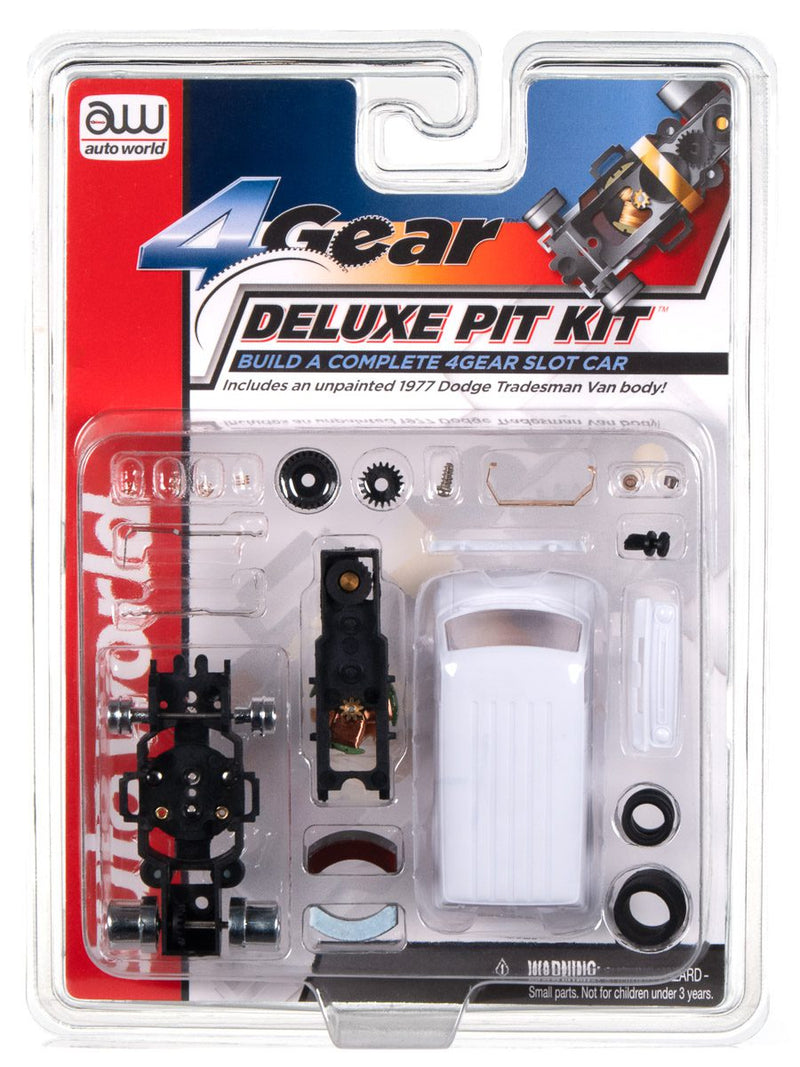 Auto World TRX127 HO Scale 4 Gear Deluxe Pit Kit - 1977 Dodge Tradesman Van