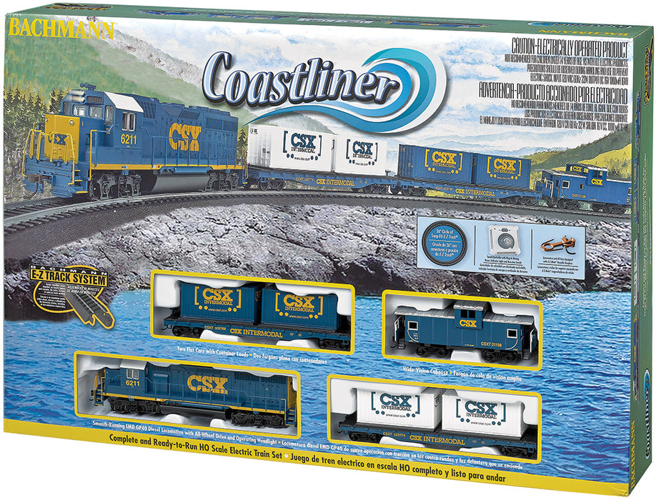 Bachmann 00734 HO Scale Coastliner CSX GP40 Diesel Freight Model Train Set
