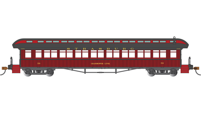 Bachmann 12807 HO Scale 60' Passenger Coach Strasburg Railroad 59 "Grasshopper Level"