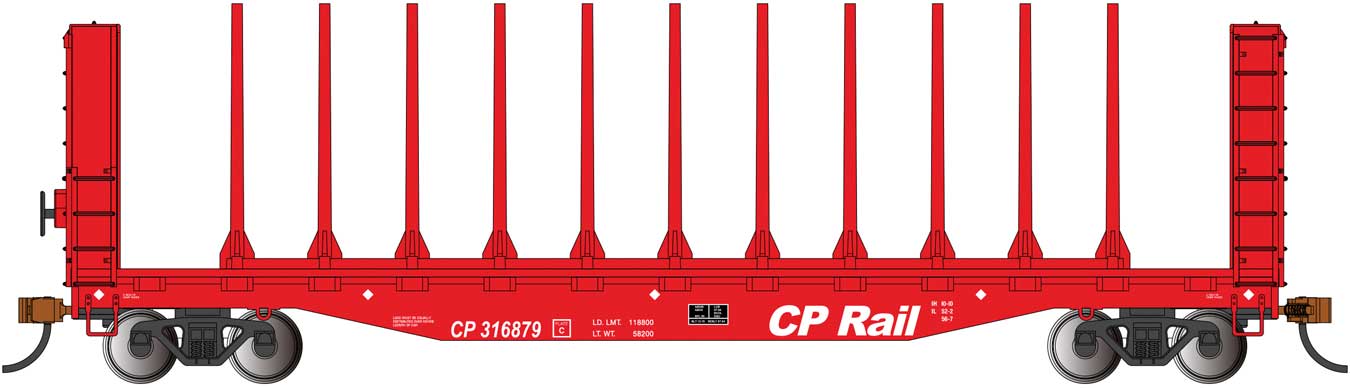 Bachmann 12907 HO Scale 52' Bulkhead Flatcar Canadian Pacific CP RAIL 316879