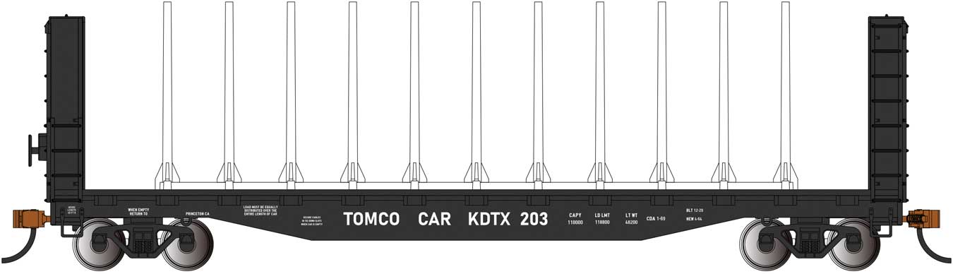 Bachmann 12908 HO Scale 52' Bulkhead Flatcar TOMCO CAR KDTX 203