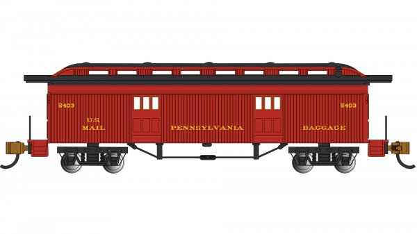 Bachmann 13362 N Scale Old Time Passenger Baggage Car Pennsylvania Railroad PRR 5403