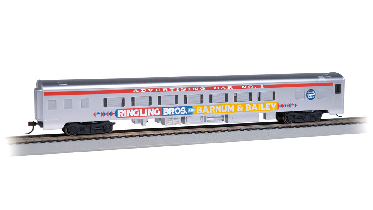 Bachmann 14215 HO Scale 85' Lighted Smooth-side Coach Ringling Bros. Circus Advertising Car #1
