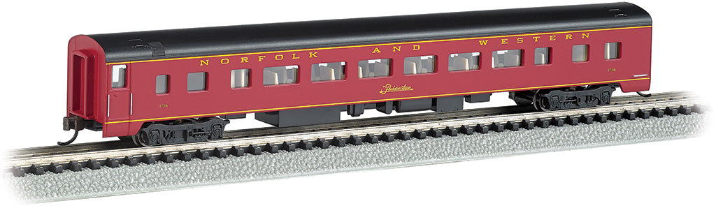 Bachmann 14257 N Scale 85' Lighted Smooth-side Coach Norfolk & Western N&W 1728