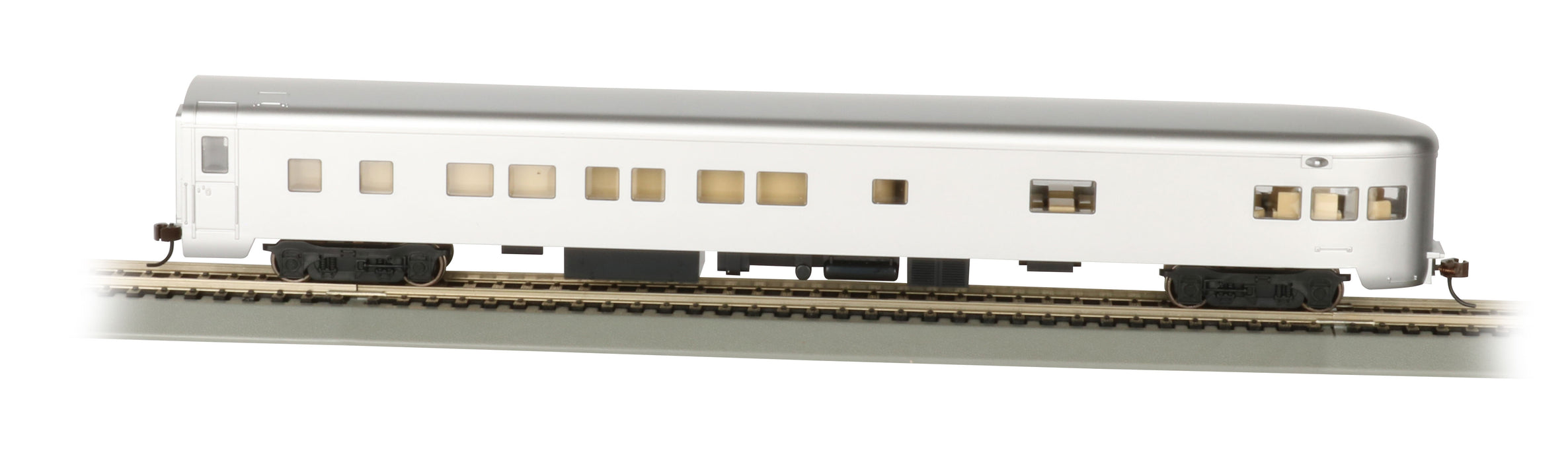 Bachmann 14308 HO Scale 85' Lighted Smooth-side Observation Aluminum Unlettered