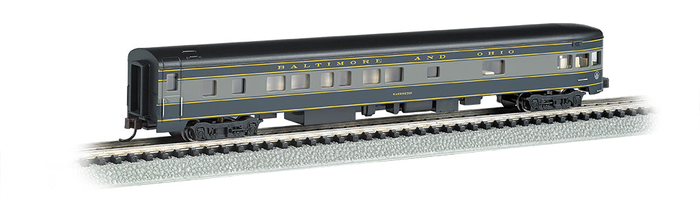 Bachmann 14353 N Scale 85' Lighted Smooth-side Observation Baltimore & Ohio B&O