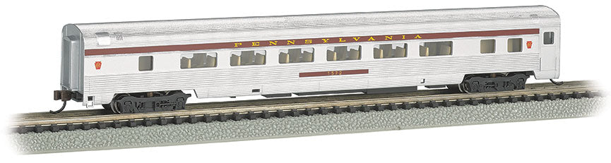 Bachmann 14756 N Scale 85' Fluted-Side Coach with Lights Pennsylvania PRR